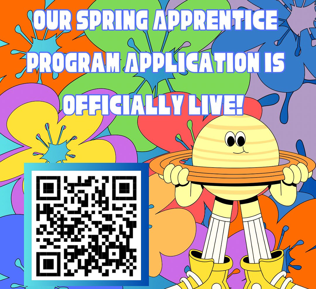 QR code with accompanying text "Our Spring Apprentice Program Application is Officially Live
